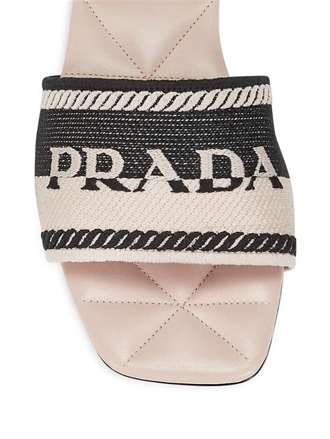 prada embroidered slide sandal|prada suede platform sandals.